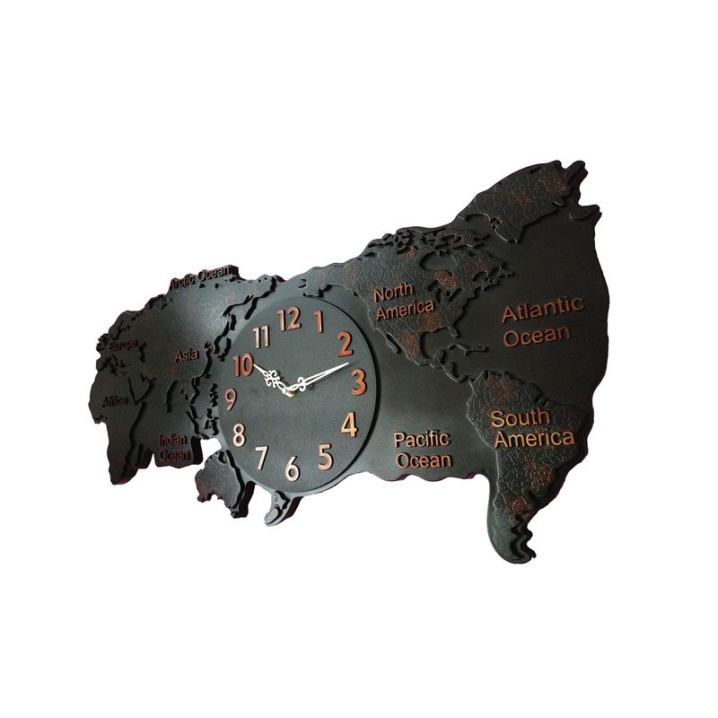 Casa si Gradina - Decoratiuni - Ceasuri - Ceas de perete in forma de harta,78 cm, Negru, RC8456AB - Infinity.ro