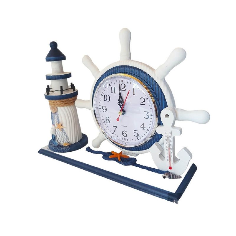 Casa si Gradina - Decoratiuni - Ceasuri - Ceas decorativ, Timona cu far, Albastru, 26 cm, K919A - Infinity.ro