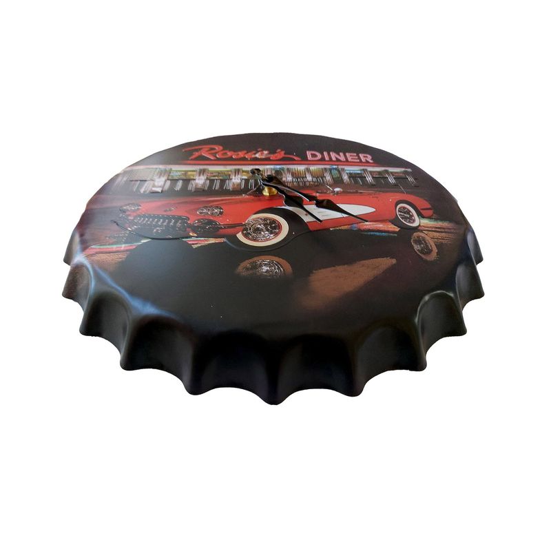 Casa si Gradina - Decoratiuni - Ceasuri - Ceas de perete in forma de capac de bere, Rosies Diner, Metal, 40 cm,  540922X - Infinity.ro