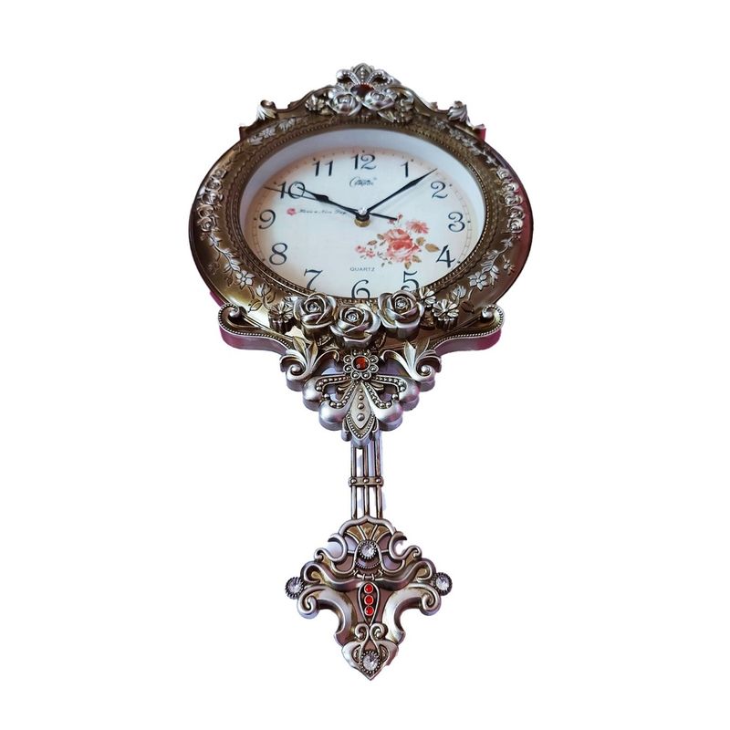 Casa si Gradina - Decoratiuni - Ceasuri - Ceas de perete cu pendul, Vintage cu trandafiri, 50 cm, 6753L1 - Infinity.ro