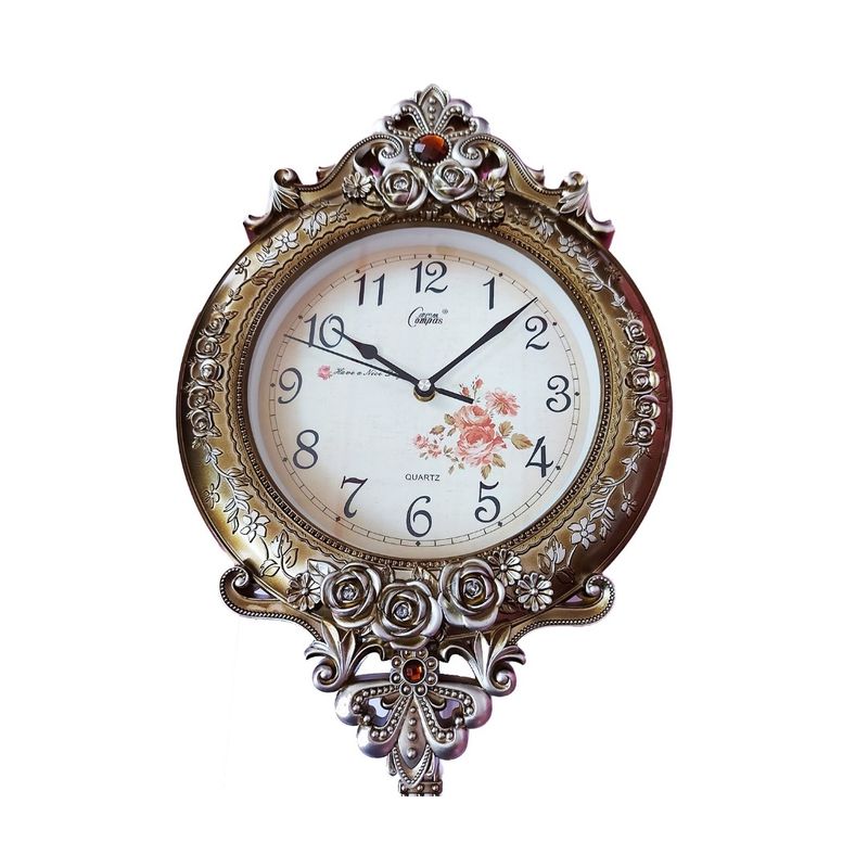 Casa si Gradina - Decoratiuni - Ceasuri - Ceas de perete cu pendul, Vintage cu trandafiri, 50 cm, 6753L1 - Infinity.ro