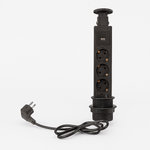 Casa si Gradina - Electrice - Prize - Priza Incorporabila Retractabila, Adsinio, Diametru 60mm, 3 Prize Schuko, 2 Porturi USB, 220-240V, 12A, Negru - Infinity.ro