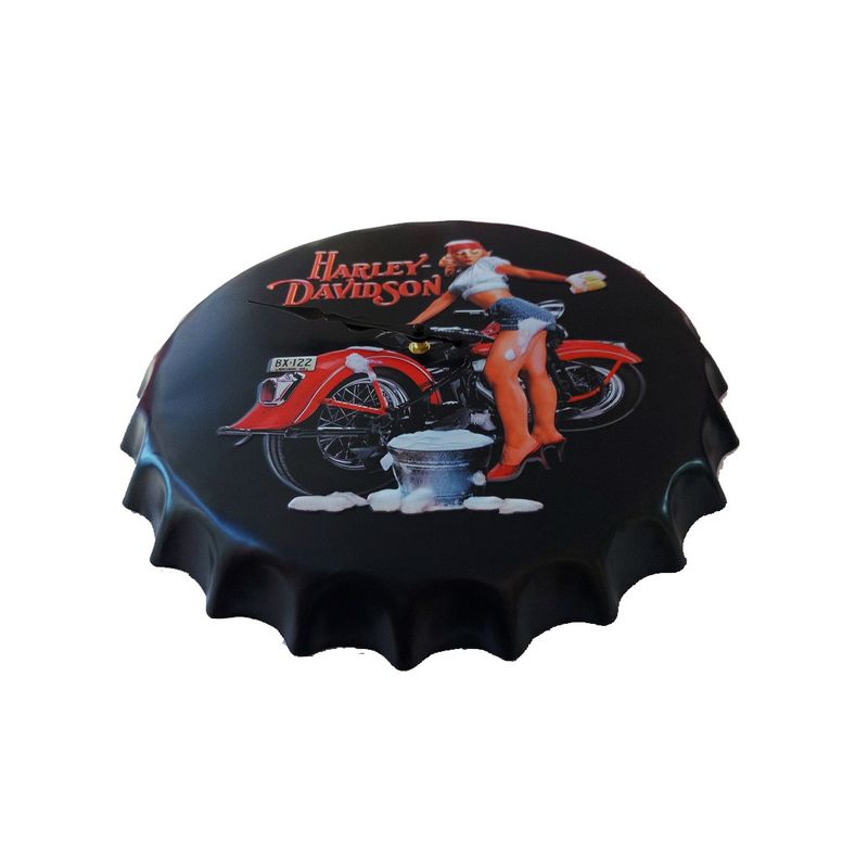 Casa si Gradina - Decoratiuni - Ceasuri - Ceas de perete in forma de capac de bere, Harley Davidson, Metal, 40 cm,  540926X - Infinity.ro
