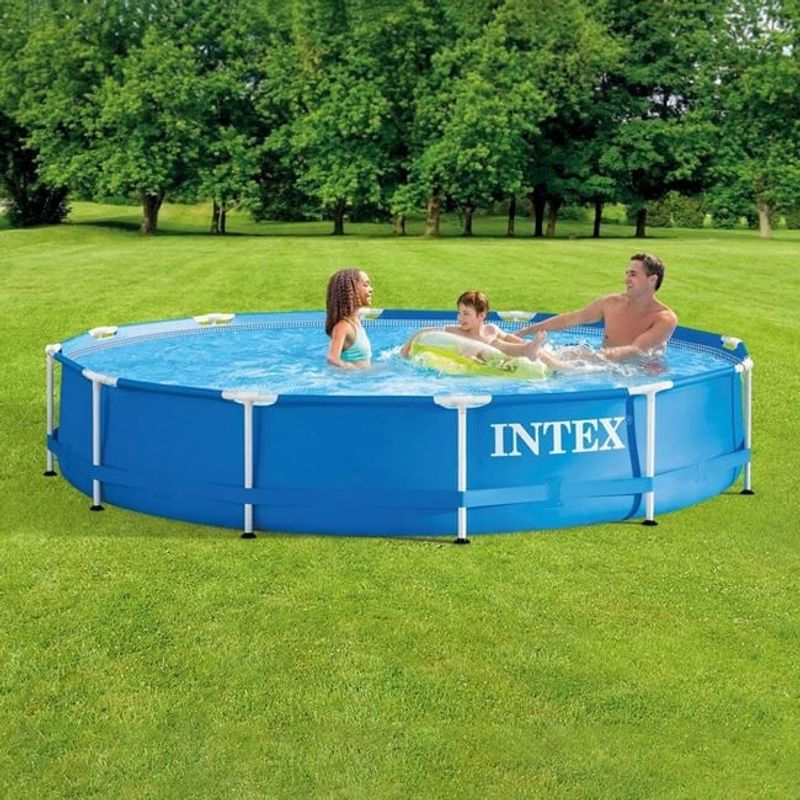 Casa si Gradina - Gradina si terasa - Piscine si accesorii - Piscine - Piscina cu Schelet Metalic Prism cu Pompa de Filtrare si Filtru, Intex, Ø3.66x0.76m, albastru - Infinity.ro