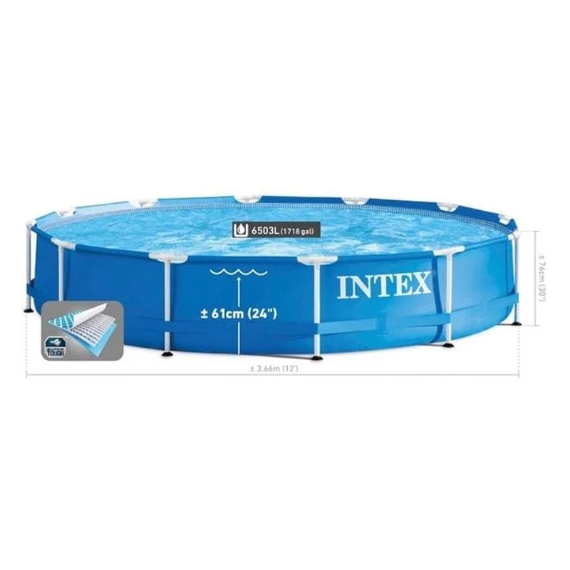 Casa si Gradina - Gradina si terasa - Piscine si accesorii - Piscine - Piscina cu Schelet Metalic Prism cu Pompa de Filtrare si Filtru, Intex, Ø3.66x0.76m, albastru - Infinity.ro