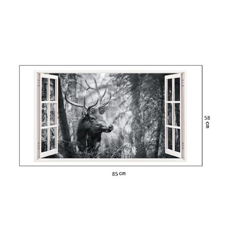 Casa si Gradina - Decoratiuni - Stickere decorative - Sticker decorativ, Fereastra 3D, Cerb, 85 cm, 314STK - Infinity.ro
