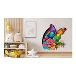 Casa si Gradina - Decoratiuni - Stickere decorative - Sticker decorativ, Fluture, Curcubeu si Flori, Multicolor, 68 cm, 1210STK-1 - Infinity.ro