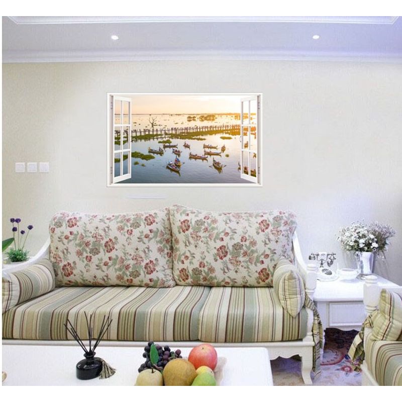 Casa si Gradina - Decoratiuni - Stickere decorative - Sticker decorativ, Fereastra 3D, Lac, 85 cm, 658STK - Infinity.ro