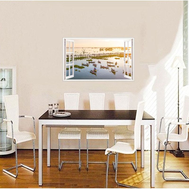 Casa si Gradina - Decoratiuni - Stickere decorative - Sticker decorativ, Fereastra 3D, Lac, 85 cm, 658STK - Infinity.ro