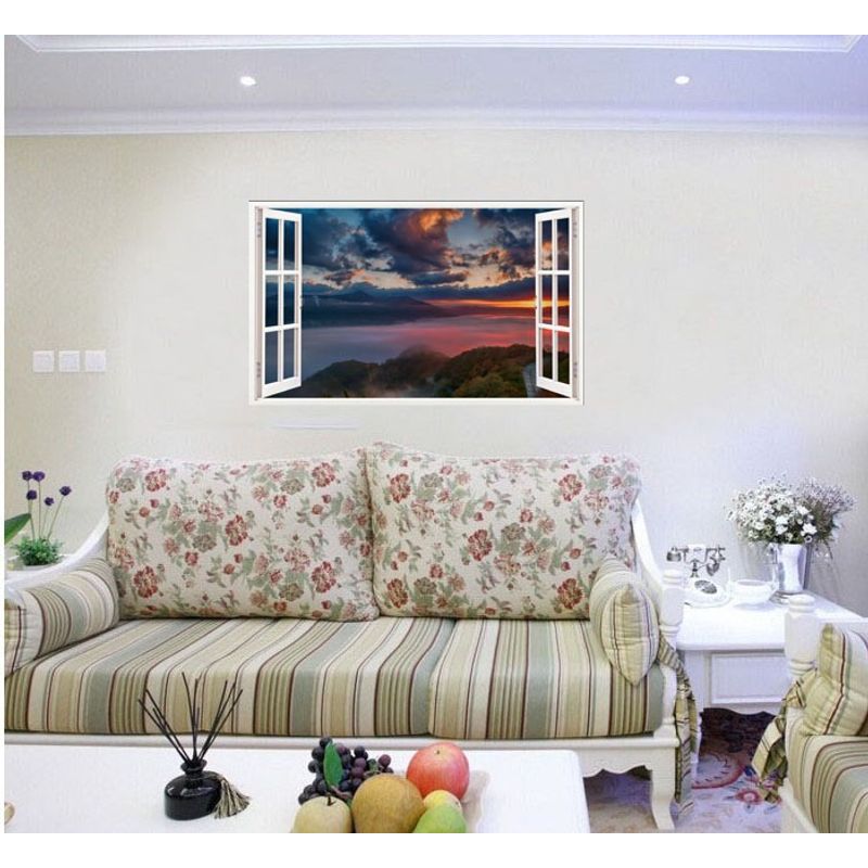 Casa si Gradina - Decoratiuni - Stickere decorative - Sticker decorativ, Fereastra 3D, Munte, 85 cm, 654STK - Infinity.ro