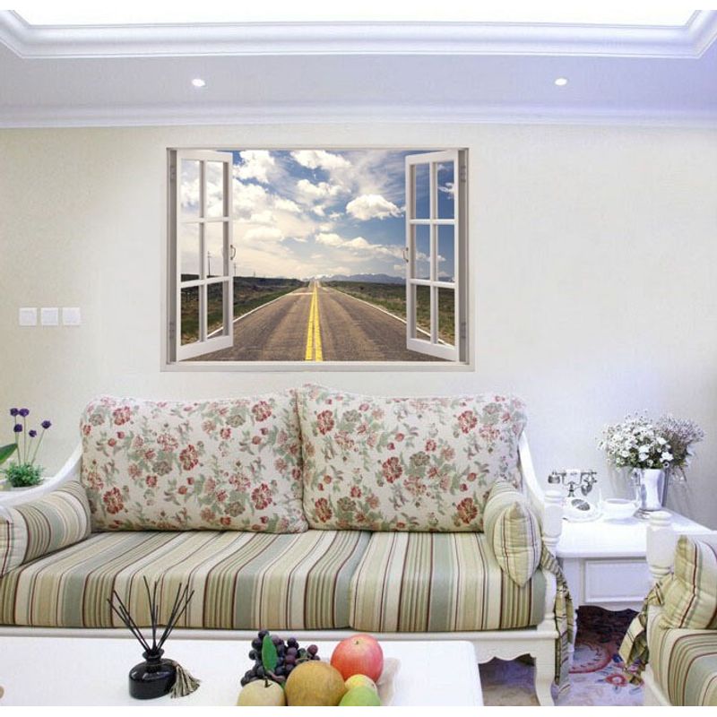 Casa si Gradina - Decoratiuni - Stickere decorative - Sticker decorativ, Fereastra 3D, Sosea, 85 cm, 513STK - Infinity.ro
