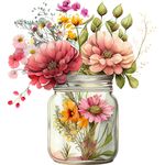 Casa si Gradina - Decoratiuni - Stickere decorative - Sticker decorativ, Borcan cu Flori, Multicolor, 66 cm, 1265STK-3 - Infinity.ro