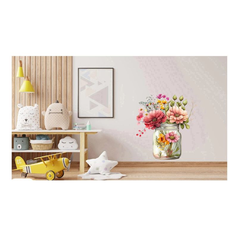 Casa si Gradina - Decoratiuni - Stickere decorative - Sticker decorativ, Borcan cu Flori, Multicolor, 66 cm, 1265STK-3 - Infinity.ro