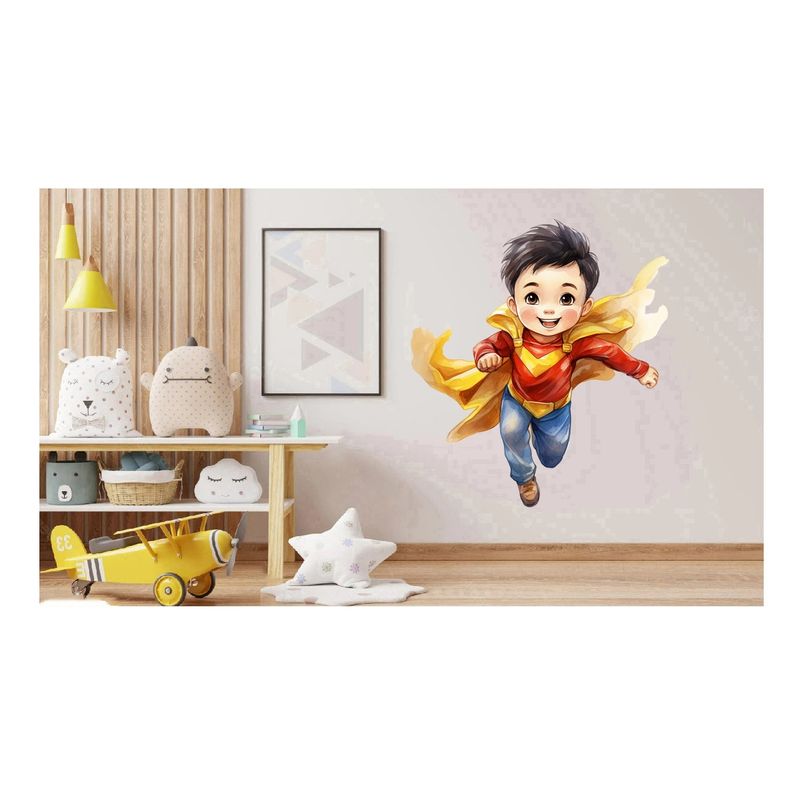 Casa si Gradina - Decoratiuni - Stickere decorative - Sticker decorativ Baiat Supererou, Galben, 61 cm, 1309STK-12 - Infinity.ro