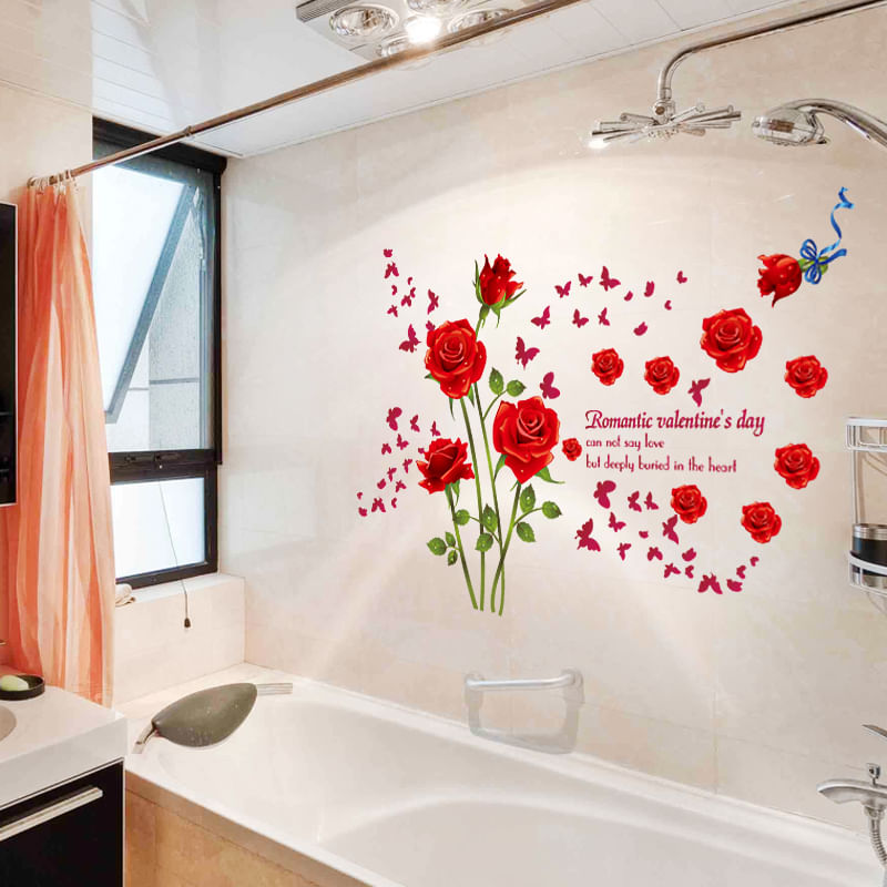 Casa si Gradina - Decoratiuni - Stickere decorative - Sticker decorativ, Trandafiri rosii 147 cm, 128STK - Infinity.ro