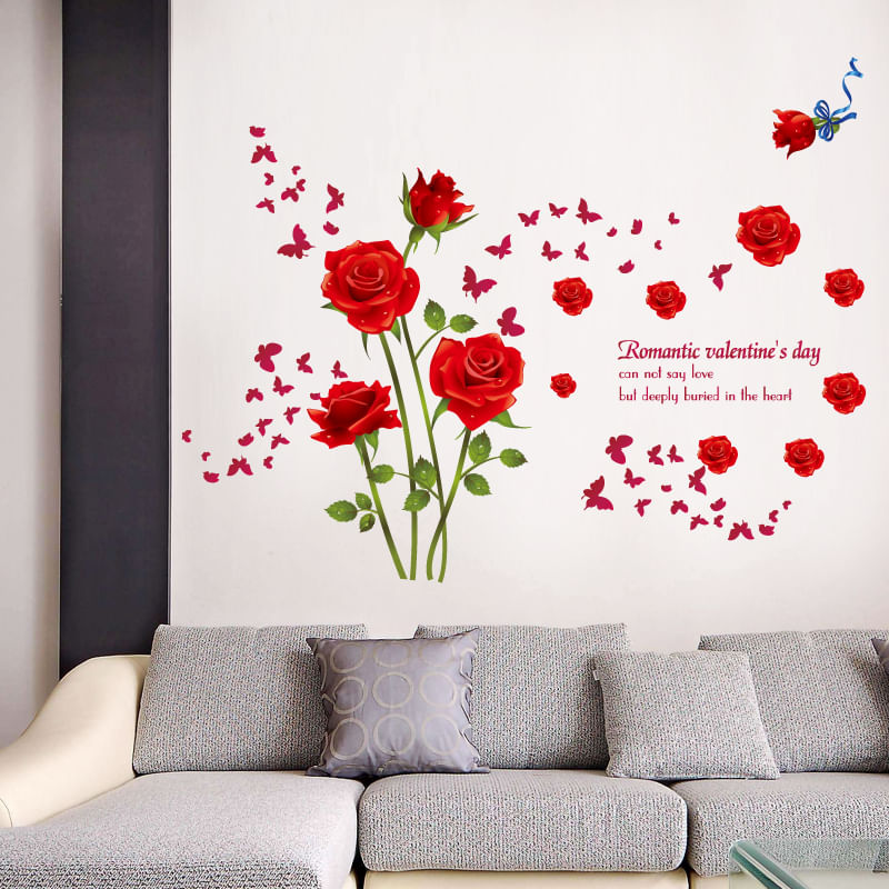 Casa si Gradina - Decoratiuni - Stickere decorative - Sticker decorativ, Trandafiri rosii 147 cm, 128STK - Infinity.ro