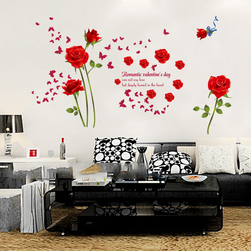 Casa si Gradina - Decoratiuni - Stickere decorative - Sticker decorativ, Trandafiri rosii 147 cm, 128STK - Infinity.ro