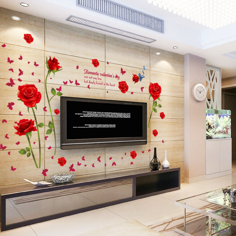 Casa si Gradina - Decoratiuni - Stickere decorative - Sticker decorativ, Trandafiri rosii 147 cm, 128STK - Infinity.ro