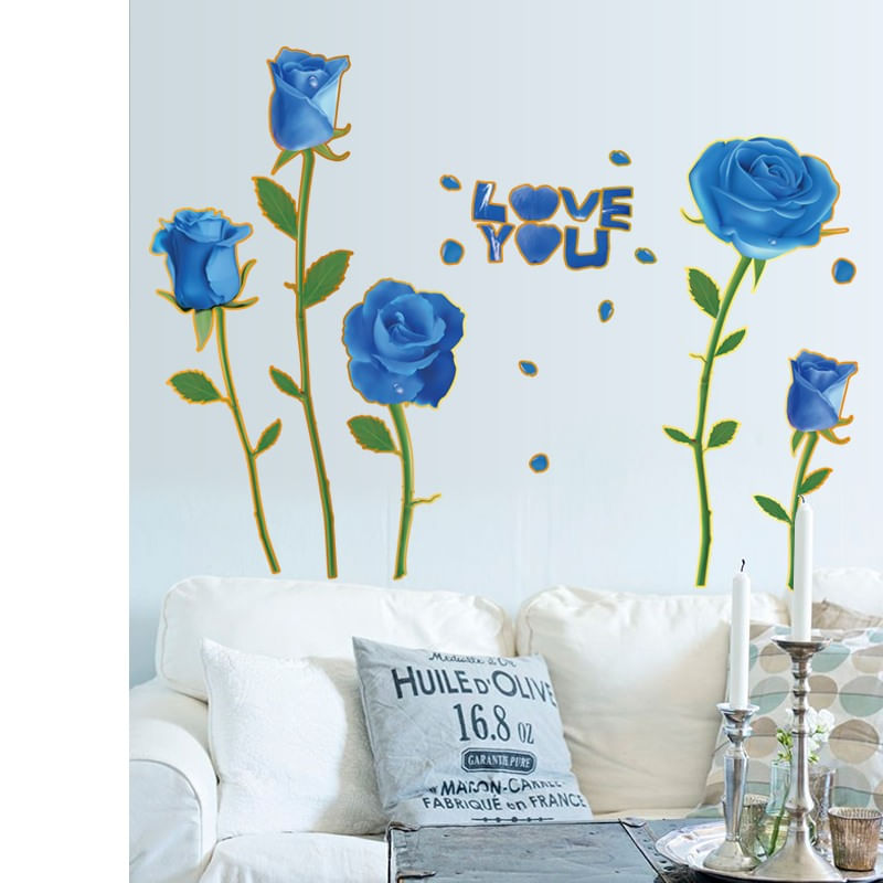 Casa si Gradina - Decoratiuni - Stickere decorative - Sticker decorativ, Trandafiri albastrii, 100 cm, 817STK - Infinity.ro