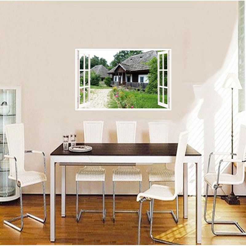 Casa si Gradina - Decoratiuni - Stickere decorative - Sticker decorativ, Fereastra 3D, Casa, 85 cm, 637STK - Infinity.ro