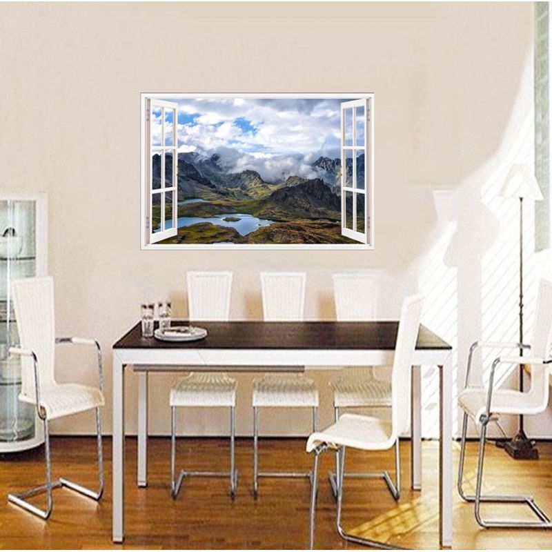 Casa si Gradina - Decoratiuni - Stickere decorative - Sticker decorativ, Fereastra 3D, Munte, 85 cm, 559STK - Infinity.ro