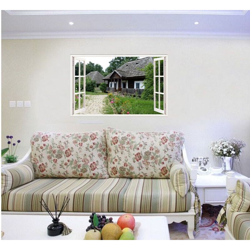 Casa si Gradina - Decoratiuni - Stickere decorative - Sticker decorativ, Fereastra 3D, Casa, 85 cm, 637STK - Infinity.ro