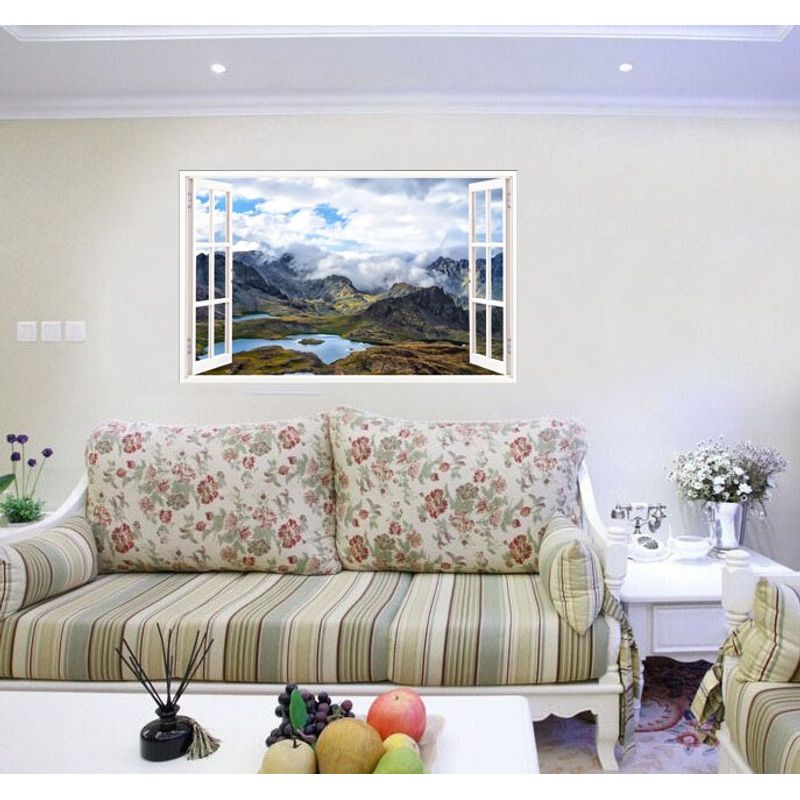 Casa si Gradina - Decoratiuni - Stickere decorative - Sticker decorativ, Fereastra 3D, Munte, 85 cm, 559STK - Infinity.ro