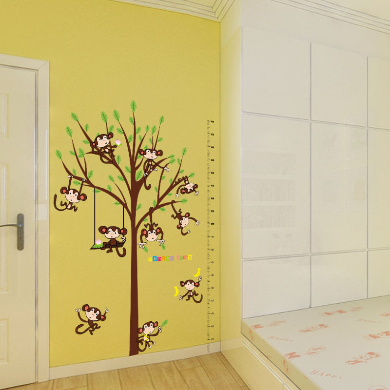 Casa si Gradina - Decoratiuni - Stickere decorative - Sticker decorativ, masuratoare cu maimutele, 182 cm, 89STK - Infinity.ro