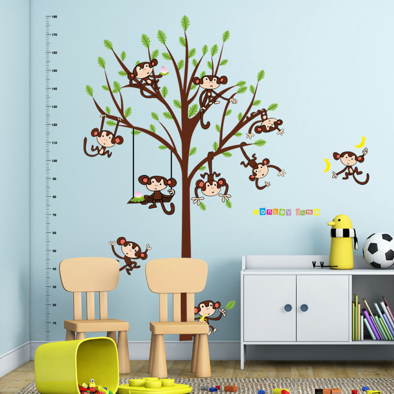 Casa si Gradina - Decoratiuni - Stickere decorative - Sticker decorativ, masuratoare cu maimutele, 182 cm, 89STK - Infinity.ro