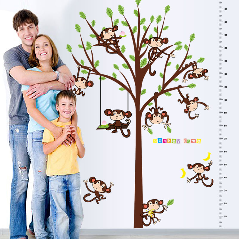Casa si Gradina - Decoratiuni - Stickere decorative - Sticker decorativ, masuratoare cu maimutele, 182 cm, 89STK - Infinity.ro