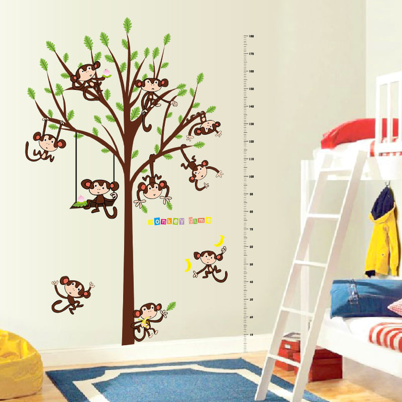 Casa si Gradina - Decoratiuni - Stickere decorative - Sticker decorativ, masuratoare cu maimutele, 182 cm, 89STK - Infinity.ro