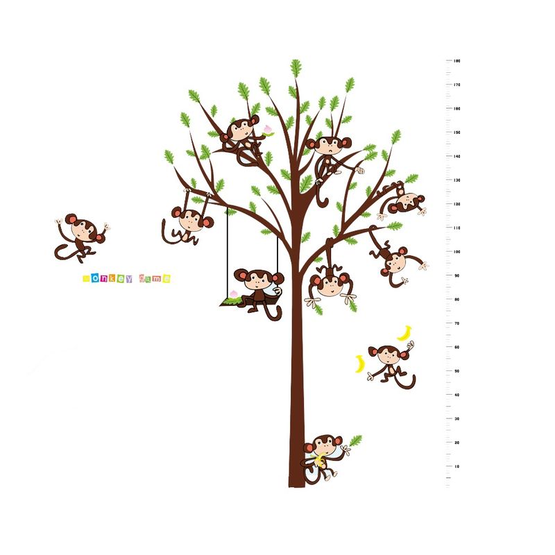 Casa si Gradina - Decoratiuni - Stickere decorative - Sticker decorativ, masuratoare cu maimutele, 182 cm, 89STK - Infinity.ro