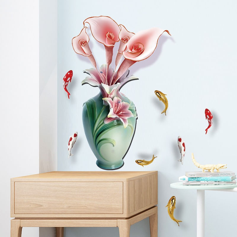 Casa si Gradina - Decoratiuni - Stickere decorative - Sticker decorativ, Vaza cu flori, 65 cm, 814STK - Infinity.ro
