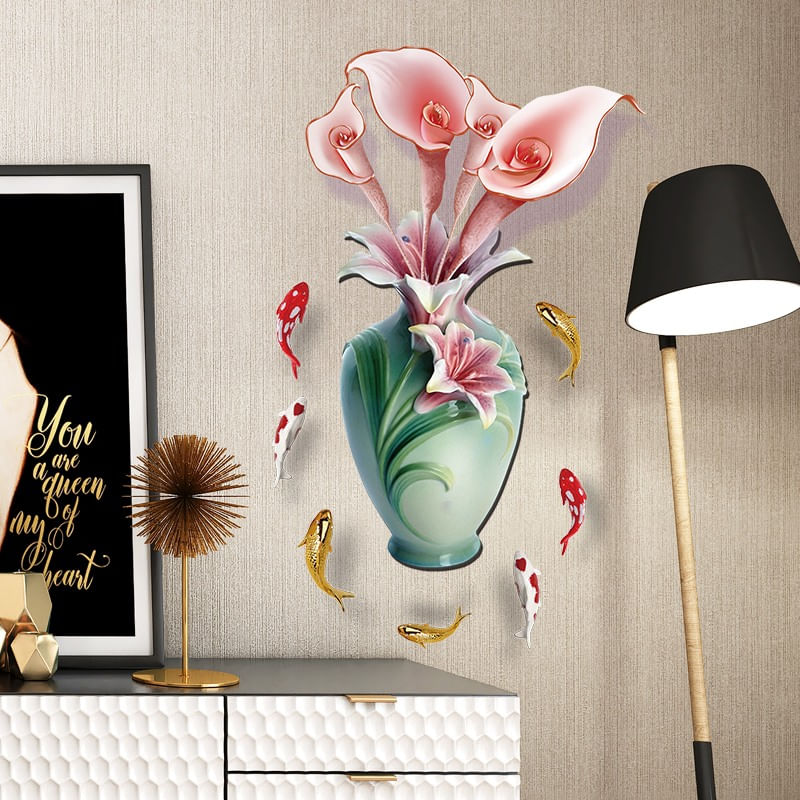 Casa si Gradina - Decoratiuni - Stickere decorative - Sticker decorativ, Vaza cu flori, 65 cm, 814STK - Infinity.ro