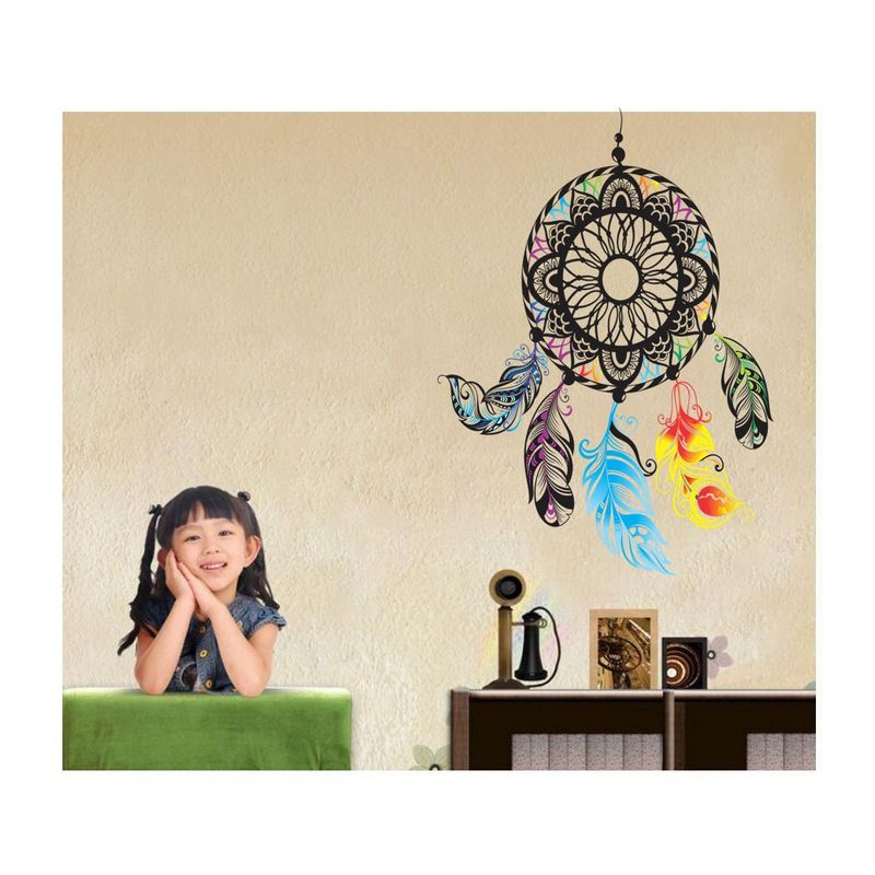 Casa si Gradina - Decoratiuni - Stickere decorative - Sticker decorativ Mandala cu pene, 80 cm , 1081STK - Infinity.ro