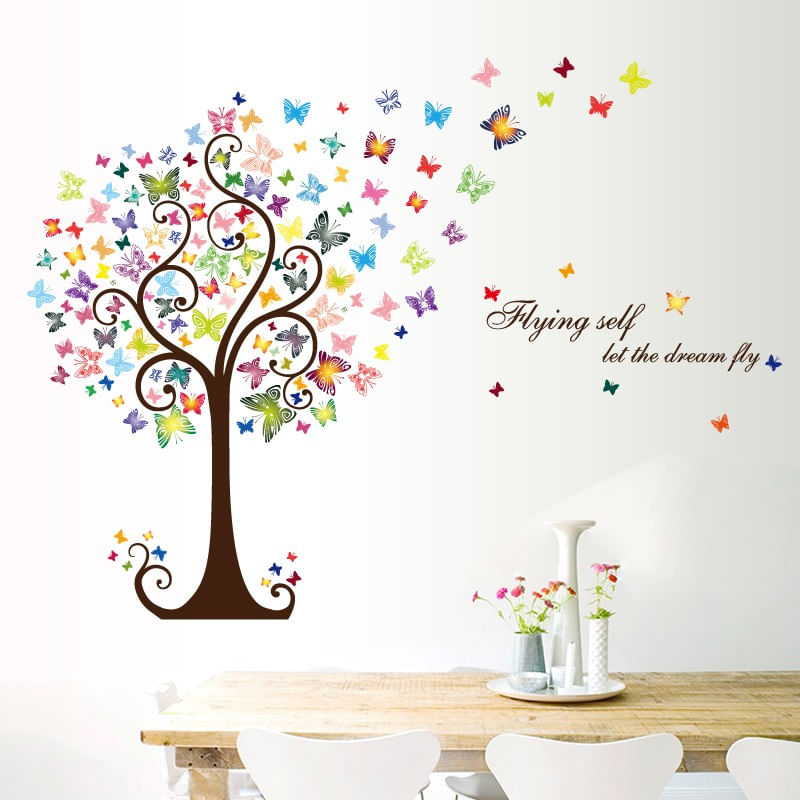 Casa si Gradina - Decoratiuni - Stickere decorative - Sticker decorativ, Copacul cu fluturi, 130 cm, 799STK - Infinity.ro