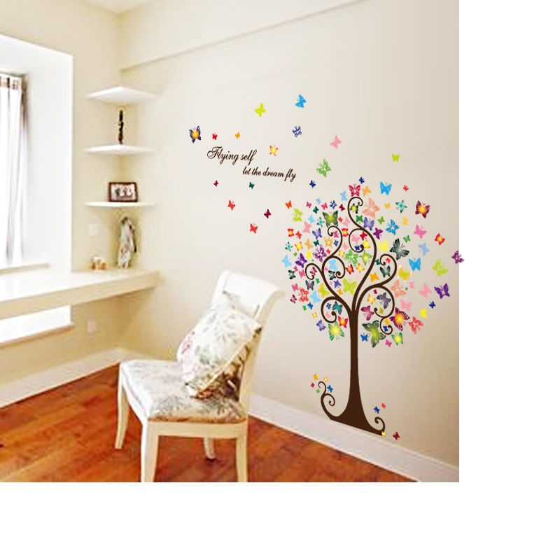 Casa si Gradina - Decoratiuni - Stickere decorative - Sticker decorativ, Copacul cu fluturi, 130 cm, 799STK - Infinity.ro