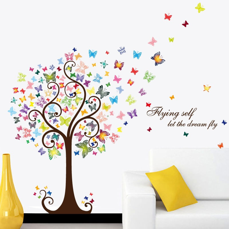 Casa si Gradina - Decoratiuni - Stickere decorative - Sticker decorativ, Copacul cu fluturi, 130 cm, 799STK - Infinity.ro