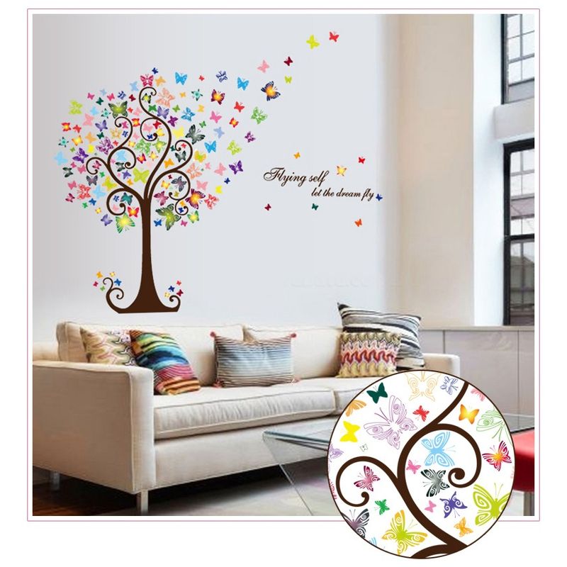Casa si Gradina - Decoratiuni - Stickere decorative - Sticker decorativ, Copacul cu fluturi, 130 cm, 799STK - Infinity.ro