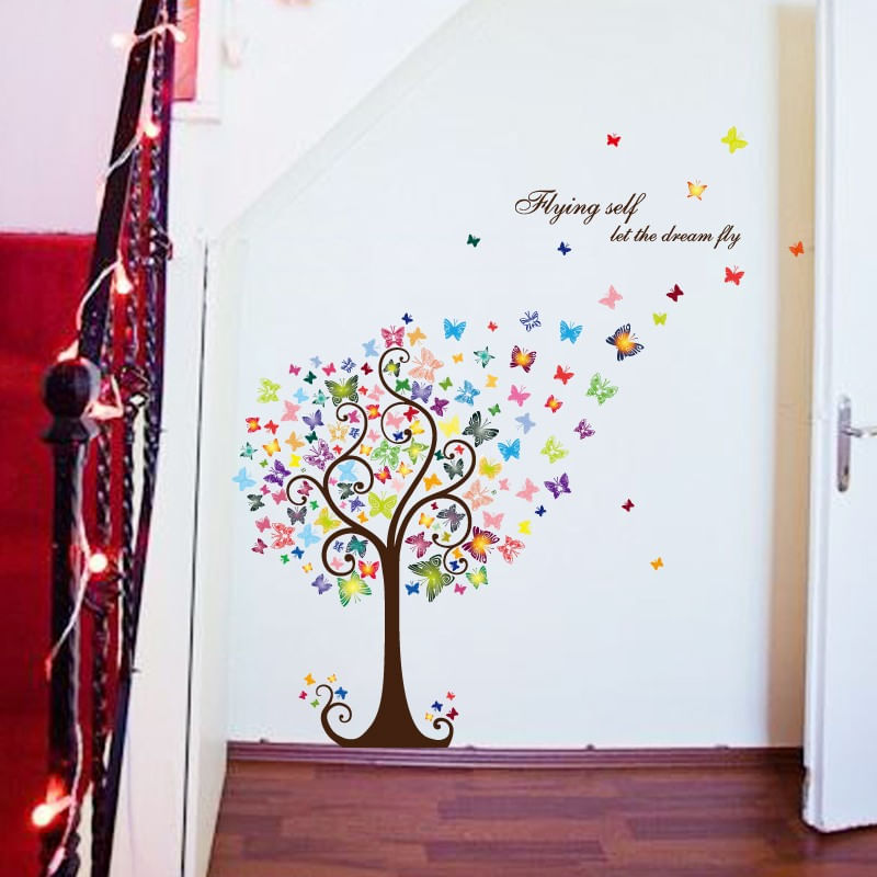 Casa si Gradina - Decoratiuni - Stickere decorative - Sticker decorativ, Copacul cu fluturi, 130 cm, 799STK - Infinity.ro
