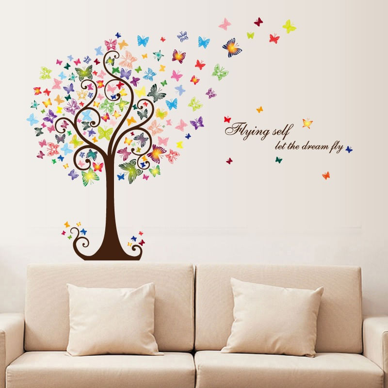 Casa si Gradina - Decoratiuni - Stickere decorative - Sticker decorativ, Copacul cu fluturi, 130 cm, 799STK - Infinity.ro