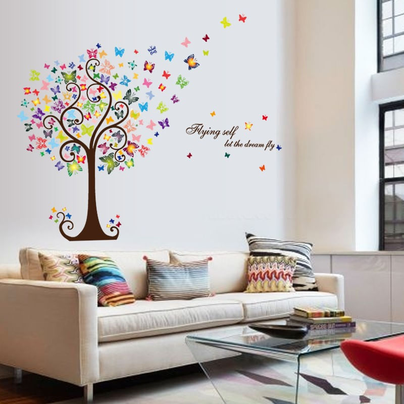 Casa si Gradina - Decoratiuni - Stickere decorative - Sticker decorativ, Copacul cu fluturi, 130 cm, 799STK - Infinity.ro
