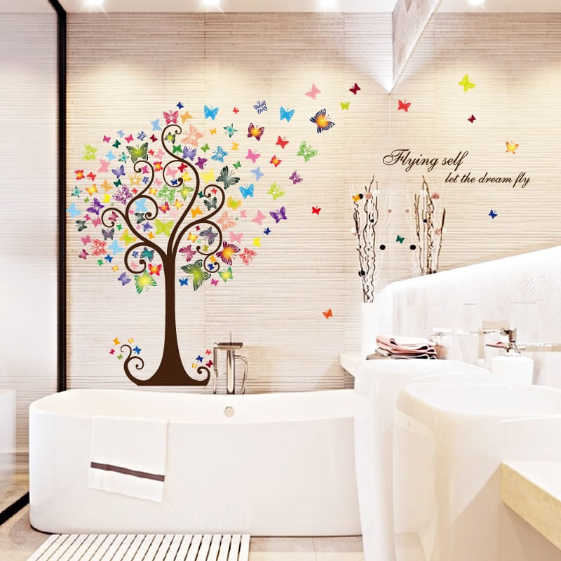 Casa si Gradina - Decoratiuni - Stickere decorative - Sticker decorativ, Copacul cu fluturi, 130 cm, 799STK - Infinity.ro
