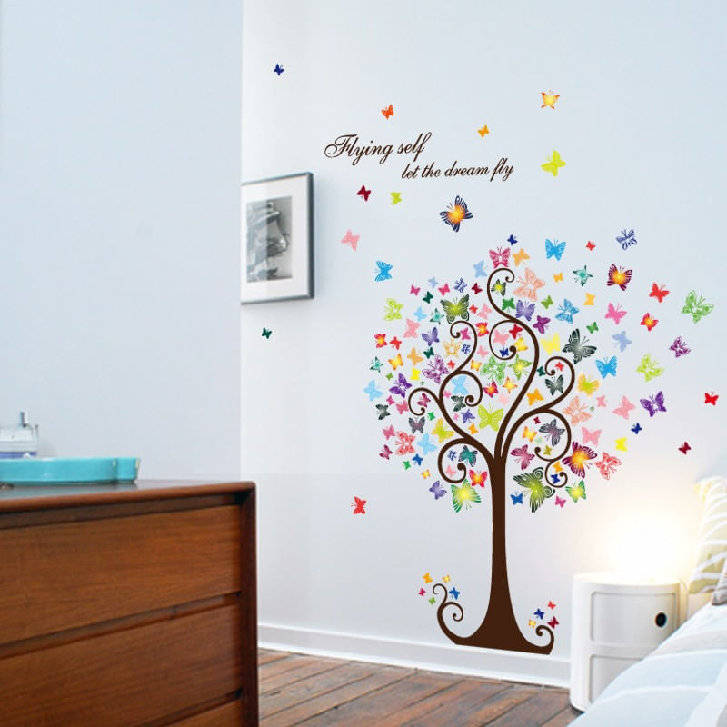 Casa si Gradina - Decoratiuni - Stickere decorative - Sticker decorativ, Copacul cu fluturi, 130 cm, 799STK - Infinity.ro