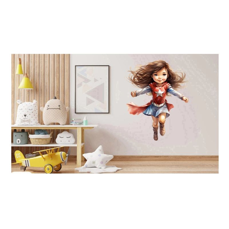 Casa si Gradina - Decoratiuni - Stickere decorative - Sticker decorativ Fata Supererou, Rosu, 76 cm, 1310STK - Infinity.ro