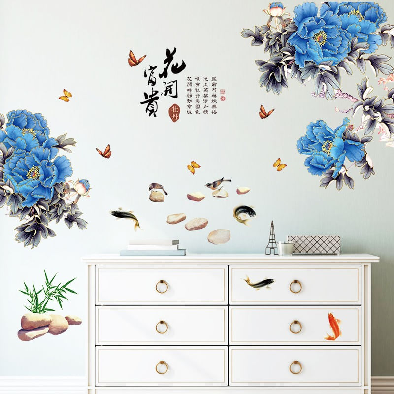 Casa si Gradina - Decoratiuni - Stickere decorative - Sticker decorativ, Flori albastre, 130 cm, 802STK - Infinity.ro