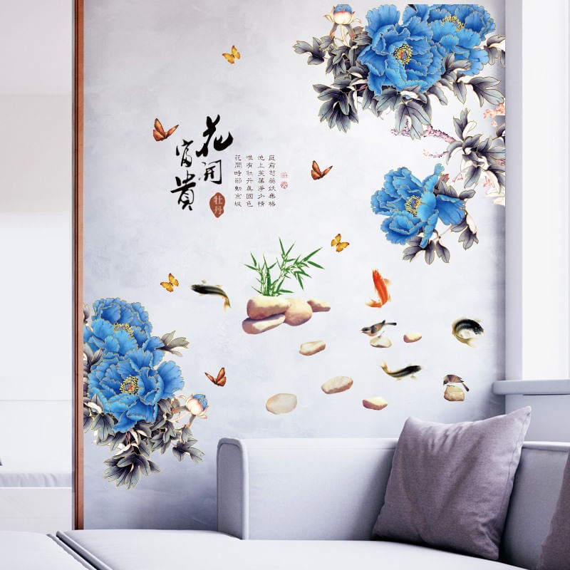 Casa si Gradina - Decoratiuni - Stickere decorative - Sticker decorativ, Flori albastre, 130 cm, 802STK - Infinity.ro