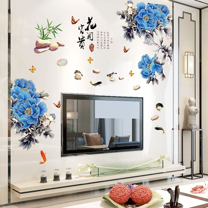 Casa si Gradina - Decoratiuni - Stickere decorative - Sticker decorativ, Flori albastre, 130 cm, 802STK - Infinity.ro
