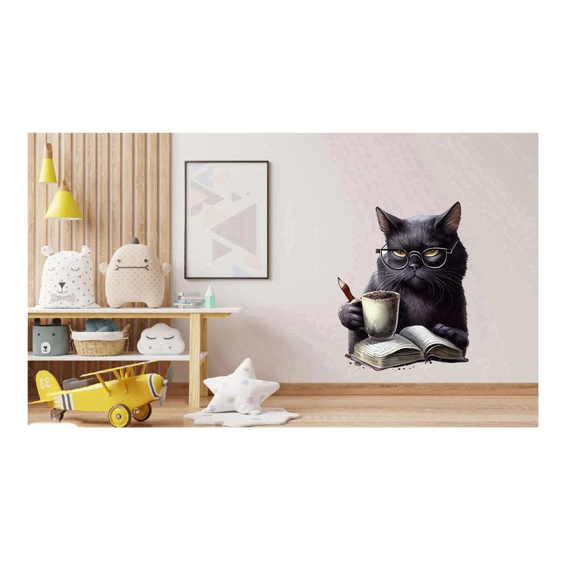 Casa si Gradina - Decoratiuni - Stickere decorative - Sticker decorativ, Pisica, Negru, 71 cm, 1258STK-3 - Infinity.ro