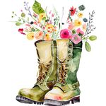 Casa si Gradina - Decoratiuni - Stickere decorative - Sticker decorativ, Cizme cu Flori, Verde, 72 cm, 1261STK - Infinity.ro